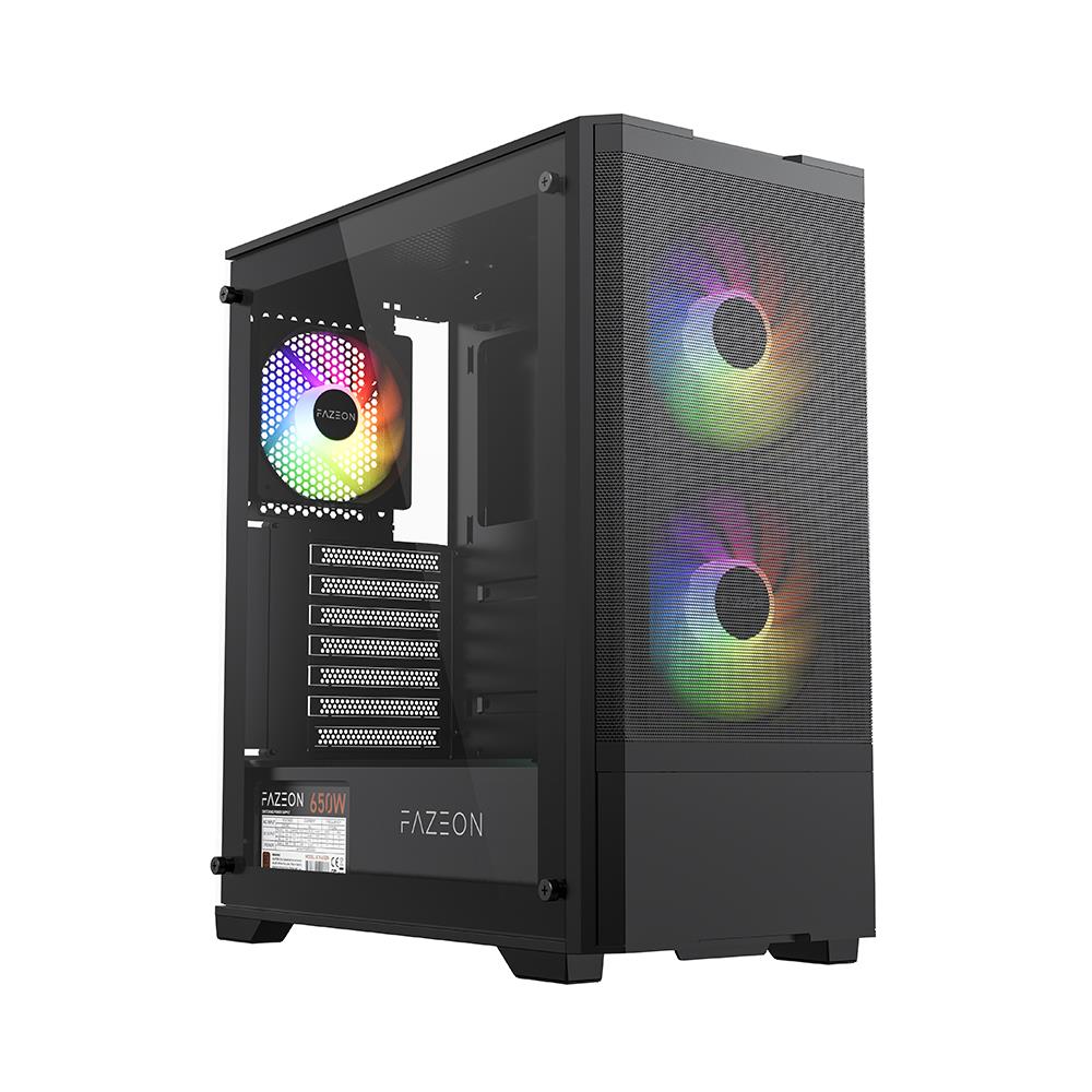 FAZEON F16A650BBM 650W 80+ BR 3x ARGB FAN ATX 2xUSB3.0 SİYAH GAMING KASA