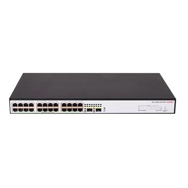 H3C S1600V2-26P-HPWR 24 24 PORT 10/100/1000 24 PORT POE 2 X SFP 370 WATT YONETILEBILIR RACK MOUNT SWITCH