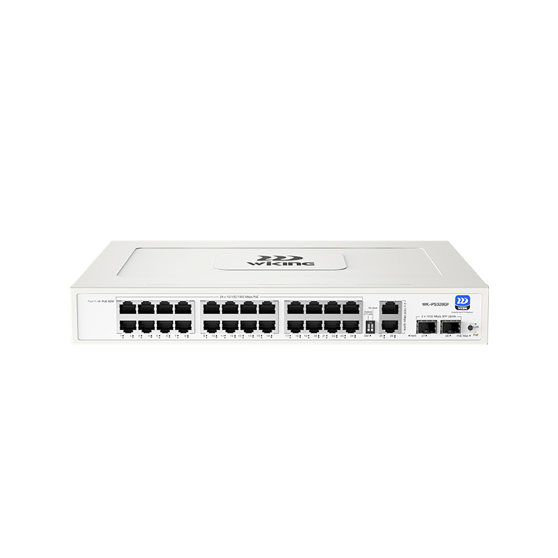 WI-TEK WIKING WK-PS328GF 24 PORT 10/100/1000 24 PORT POE 2 PORT UPLINK +2 SFP 285W YONETILEMEZ RACK MOUNT SWITCH